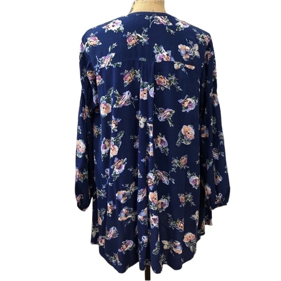 Umgee Navy Floral Boho Swing Dress/Tunic - Picture 6 of 9